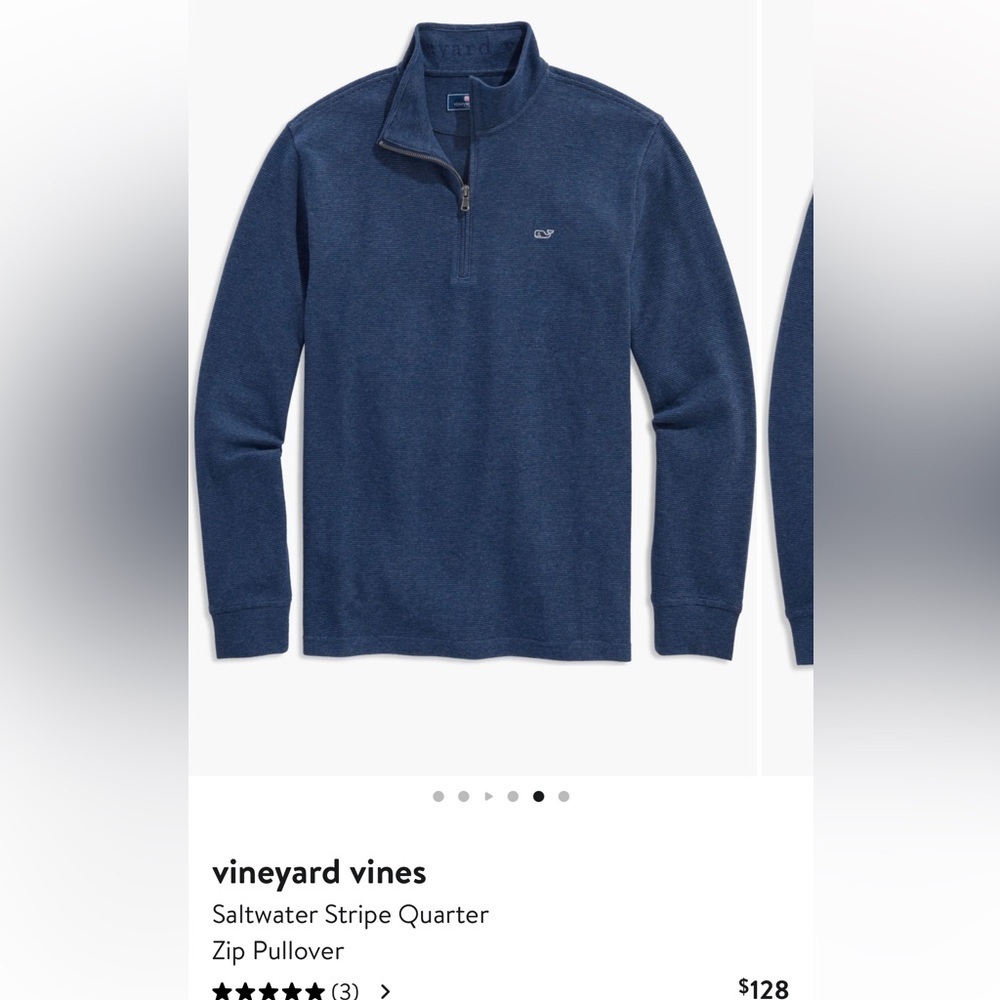 Vineyard Vines Saltwater Stripe Quarter Zip Pullover Navy Size XL